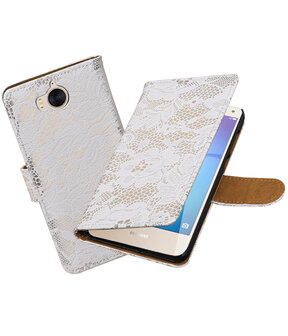 Huawei Y5 2017 / Y6 2017 Lace booktype hoesje Wit