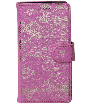 Huawei Y5 2017 / Y6 2017 Lace booktype hoesje Roze