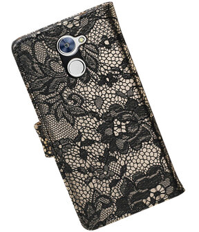 Huawei Y7 / Y7 Prime Lace booktype hoesje Zwart