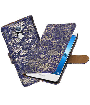 Huawei Y7 / Y7 Prime Lace booktype hoesje Blauw