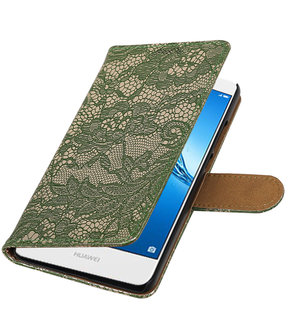 Huawei Y7 / Y7 Prime Lace booktype hoesje Donker Groen