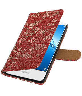Huawei Y7 / Y7 Prime Lace booktype hoesje Rood