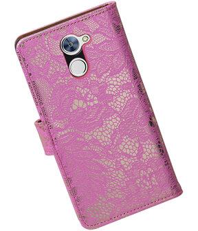 Huawei Y7 / Y7 Prime Lace booktype hoesje Roze