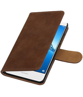 Huawei Y7 / Y7 Prime Hout booktype hoesje Bruin