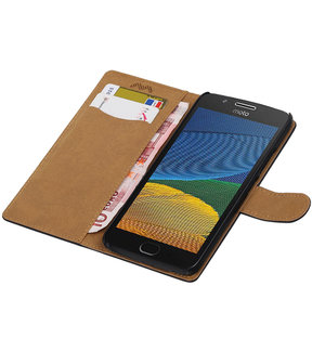 Hoesje voor Motorola Moto G5 Effen booktype Zwart