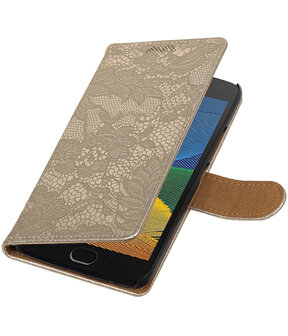 Hoesje voor Motorola Moto G5 Lace booktype Goud