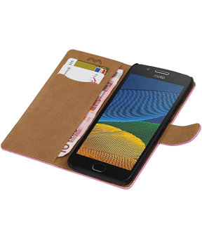 Motorola Moto G5 Lace booktype hoesje Roze