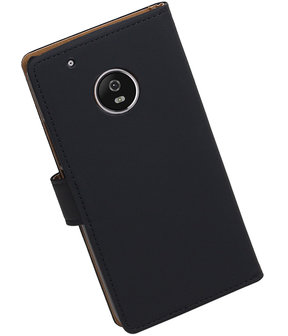Motorola Moto G5 Plus Effen booktype hoesje Zwart