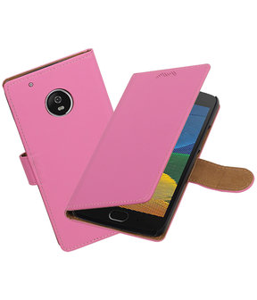 Motorola Moto G5 Plus Effen booktype hoesje Roze
