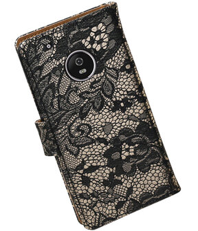 Motorola Moto G5 Lace Effen booktype hoesje Zwart