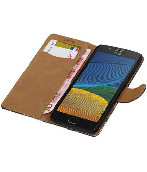 Motorola Moto G5 Lace Effen booktype hoesje Zwart