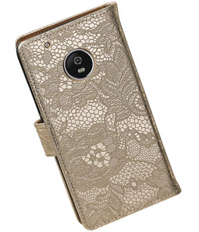 Motorola Moto G5 Lace Effen booktype hoesje Goud