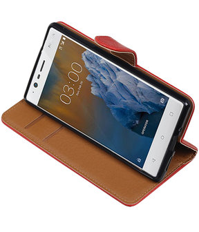 Nokia 3 Pull-Up booktype hoesje Rood