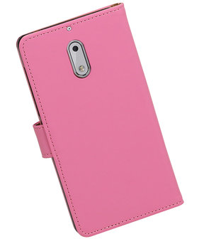 Nokia 6 Effen booktype hoesje Roze