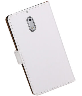 Nokia 6 Effen booktype hoesje Wit