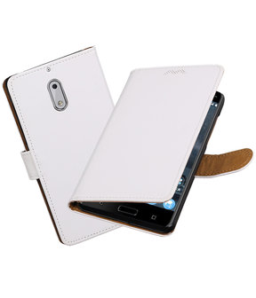 Nokia 6 Effen booktype hoesje Wit