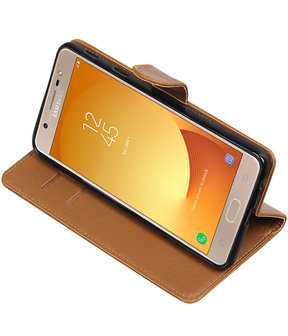Samsung Galaxy J7 Max Pull-Up booktype hoesje Bruin