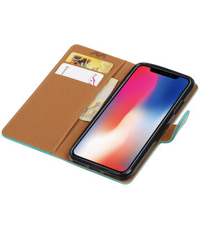 Hoesje voor Apple iPhone X Pull-Up booktype Groen