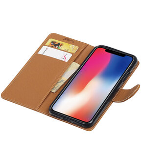 Apple iPhone X Pull-Up booktype hoesje Bruin