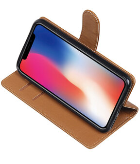 Apple iPhone X Pull-Up booktype hoesje Bruin