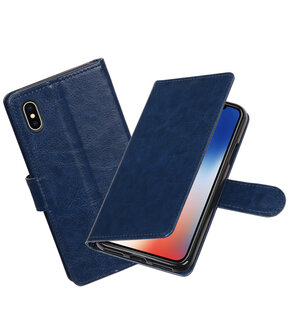 Donker Blauw Portemonnee booktype hoesje Apple iPhone X