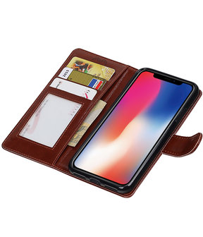 Bruin Portemonnee booktype hoesje Apple iPhone X