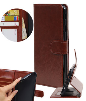 Bruin Portemonnee booktype hoesje Motorola Moto C