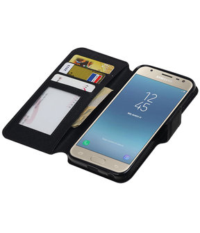 Zwart Samsung Galaxy J3 2017 TPU wallet case booktype hoesje HM Book