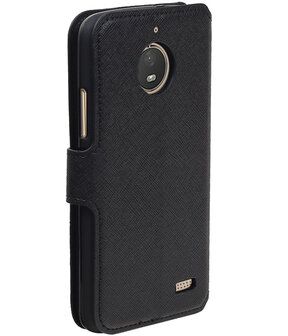 Zwart Motorola Moto E4 TPU wallet case booktype hoesje HM Book