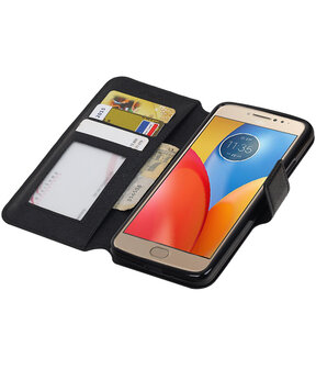 Zwart Motorola Moto E4 TPU wallet case booktype hoesje HM Book