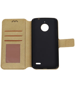 Goud Motorola Moto E4 TPU wallet case booktype hoesje HM Book