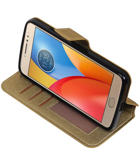 Goud Motorola Moto E4 TPU wallet case booktype hoesje HM Book