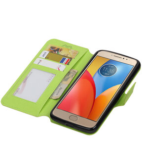 Groen Motorola Moto E4 TPU wallet case booktype hoesje HM Book