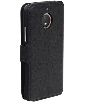 Zwart Motorola Moto E4 Plus TPU wallet case booktype hoesje HM Book