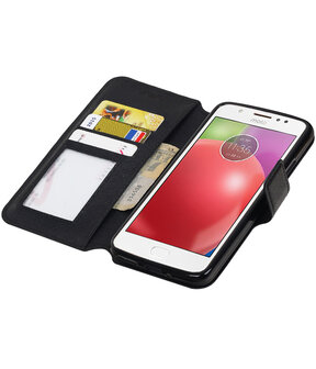 Zwart Motorola Moto E4 Plus TPU wallet case booktype hoesje HM Book