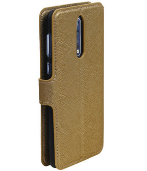 Goud Nokia 8 TPU wallet case booktype hoesje HM Book