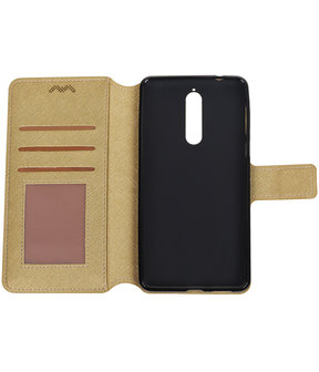 Goud Nokia 8 TPU wallet case booktype hoesje HM Book