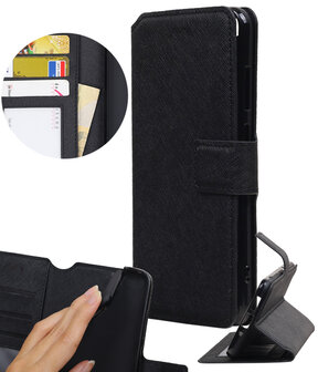 Zwart Hoesje voor Apple iPhone X TPU wallet case booktype HM Book