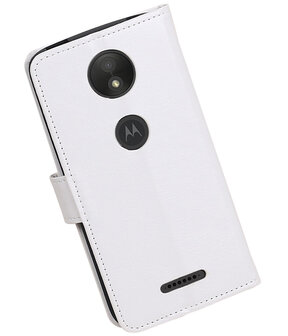 Wit Portemonnee booktype hoesje Motorola Moto C Plus