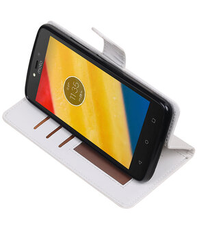 Wit Portemonnee booktype hoesje Motorola Moto C Plus