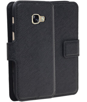 Zwart Samsung Galaxy A3 2017 TPU wallet case booktype hoesje HM Book