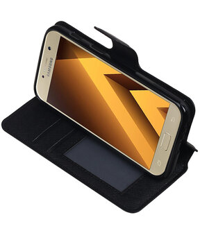 Zwart Samsung Galaxy A3 2017 TPU wallet case booktype hoesje HM Book
