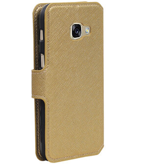 Goud Samsung Galaxy A3 2017 TPU wallet case booktype hoesje HM Book