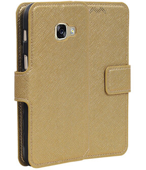 Goud Samsung Galaxy A3 2017 TPU wallet case booktype hoesje HM Book