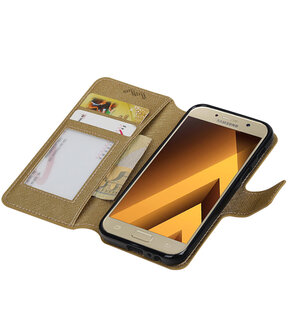 Goud Samsung Galaxy A3 2017 TPU wallet case booktype hoesje HM Book