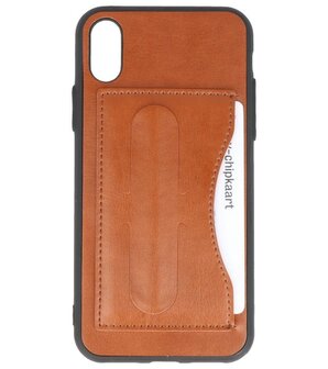 Apple iPhone X Stand TPU back case hoesje Bruin