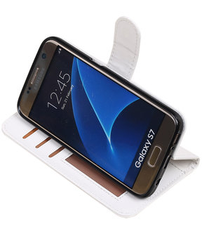 Wit Portemonnee booktype Hoesje voor Samsung Galaxy S7 G930F