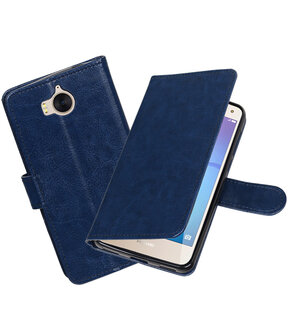 Donker Blauw Portemonnee booktype hoesje Huawei Y5 2017 / Y6 2017