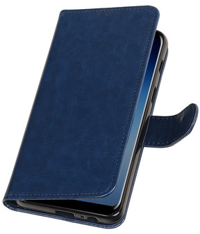 Donker Blauw Portemonnee booktype Hoesje voor Samsung Galaxy A8 Plus 2018