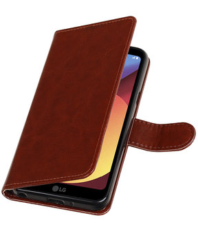 Bruin Portemonnee booktype Hoesje voor LG Q8